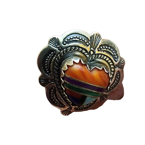 Vintage Signed Q.T Sterling Zuni Single Earrings or Tack Pin (A1924) - Picture 2 of 4